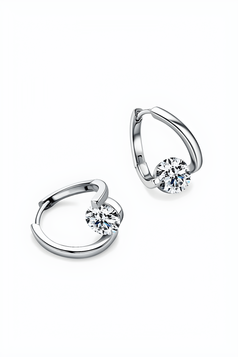Moissanite Heart Drop Earrings - 2 Carat 925 Sterling Silver Women's Jewelry