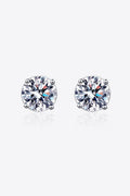 Earrings 2 Carat Moissanite Rhodium-Plated Stud
