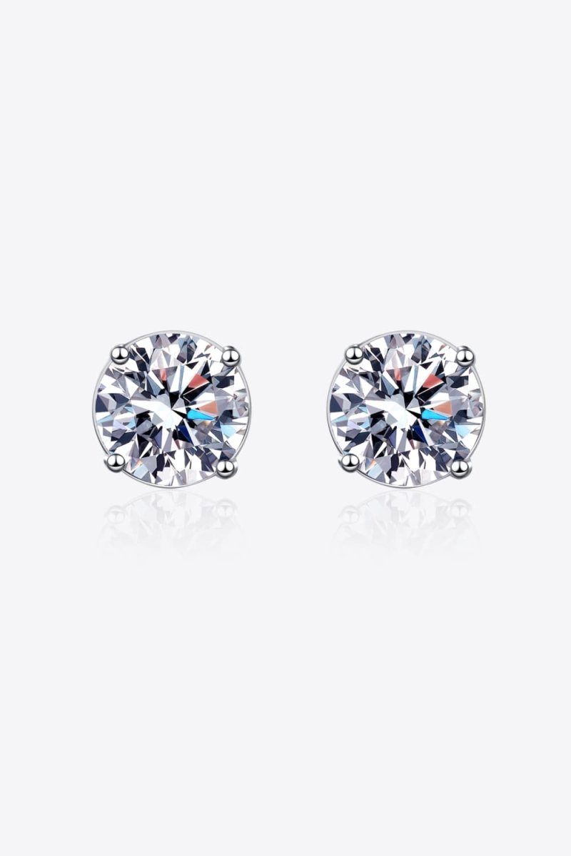 Earrings 2 Carat Moissanite Rhodium-Plated Stud