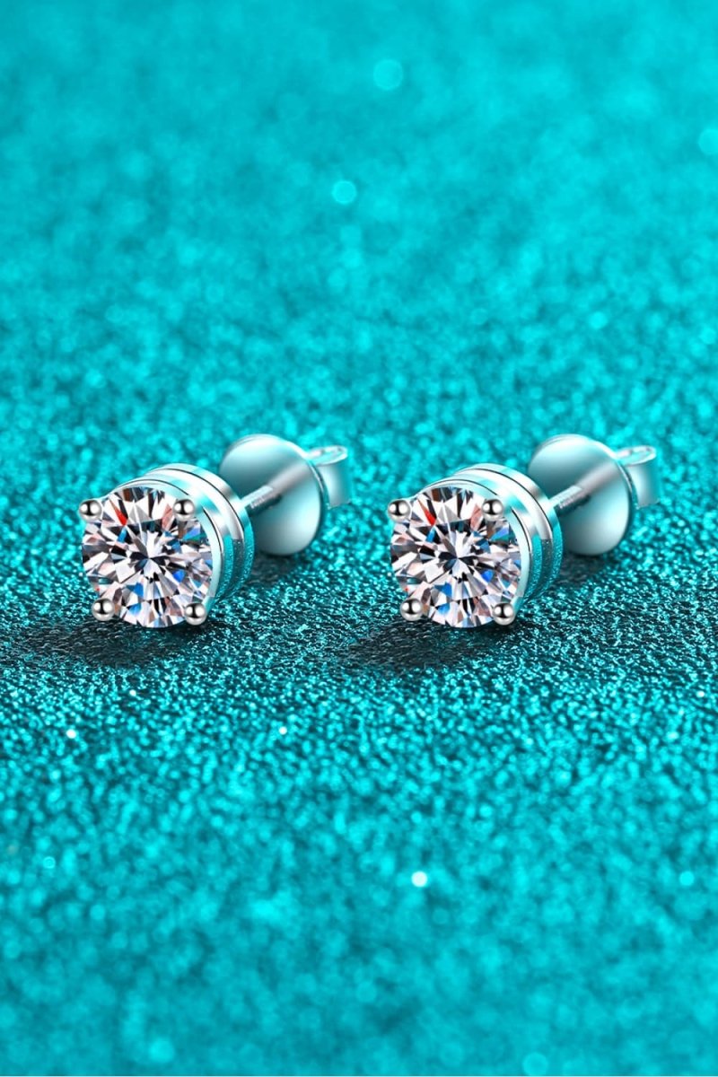 Earrings 2 Carat Moissanite Rhodium-Plated Stud