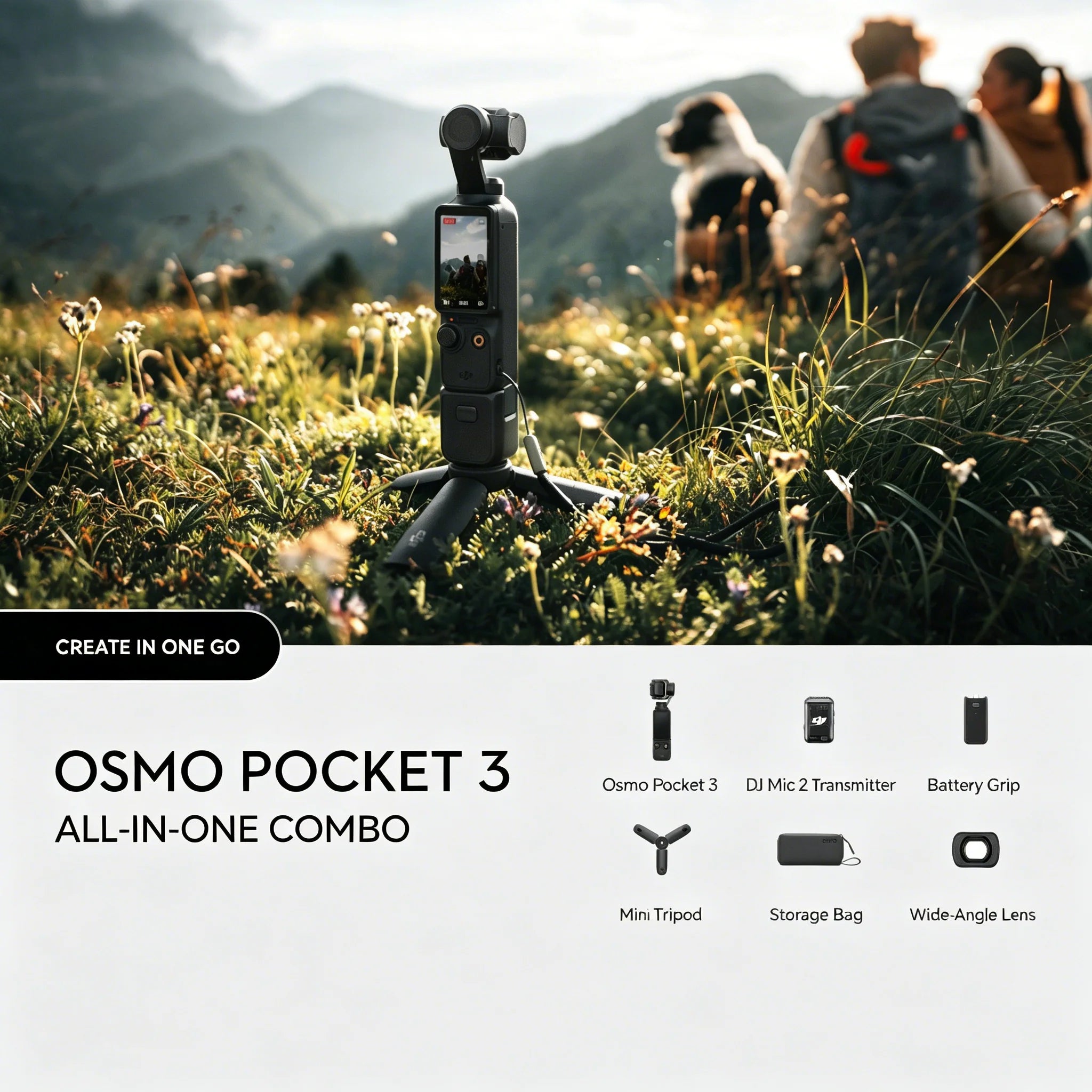 Compact 1-Inch CMOS Handheld Gimbal Camera Vlog Creator Bundle