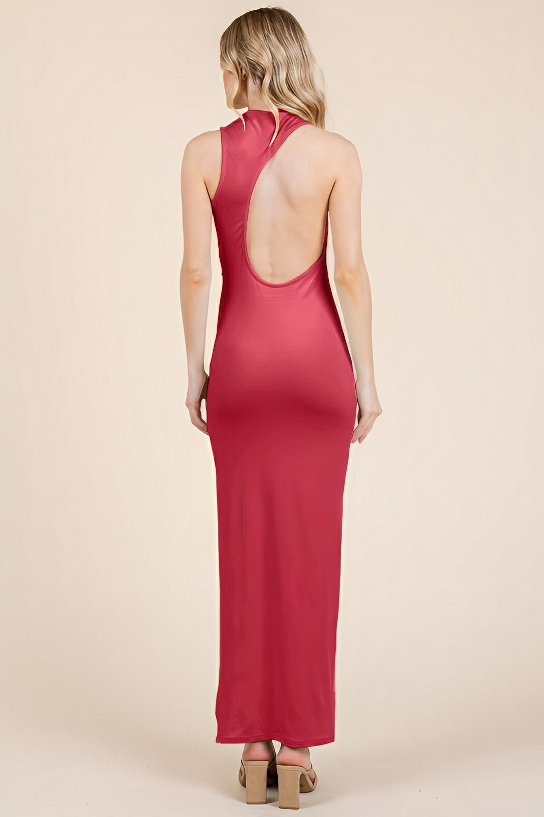 Maxi Dress Back Cut Out Side Shirring Side Slit