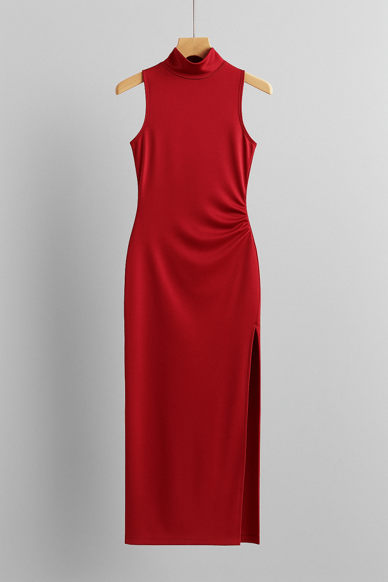 Maxi Dress Back Cut Out Side Shirring Side Slit