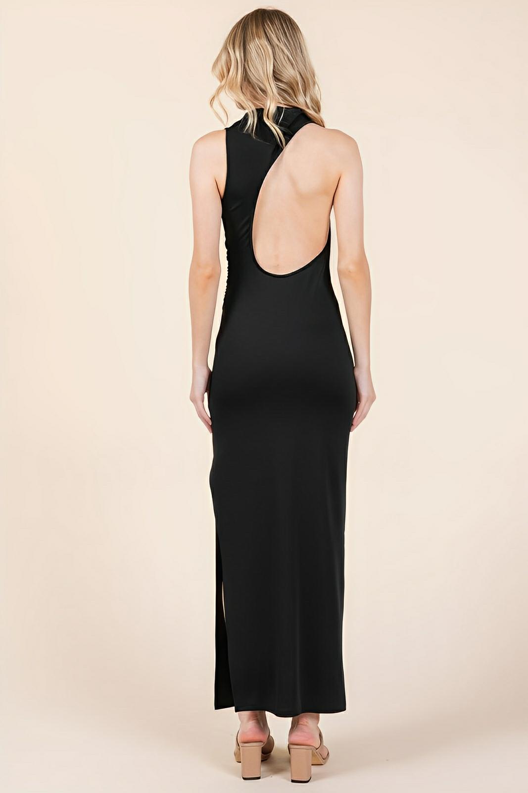 Maxi Dress Back Cut Out Side Shirring Side Slit
