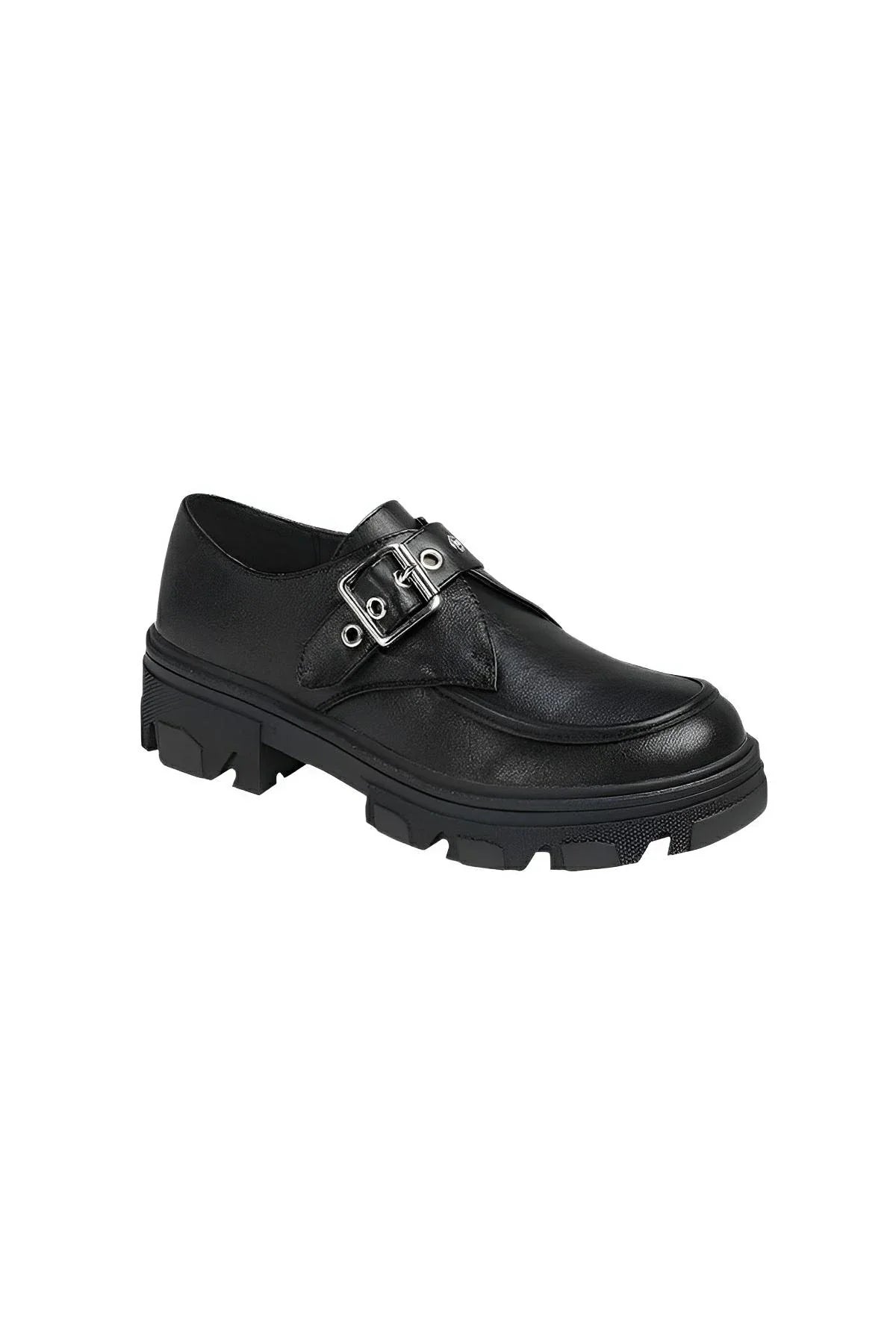 Buckled platform lug sole loafers for all-day comfort