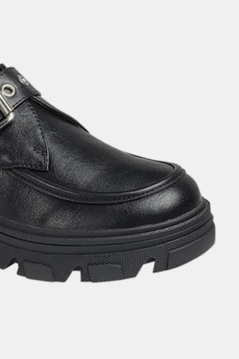 Buckled platform lug sole loafers for all-day comfort