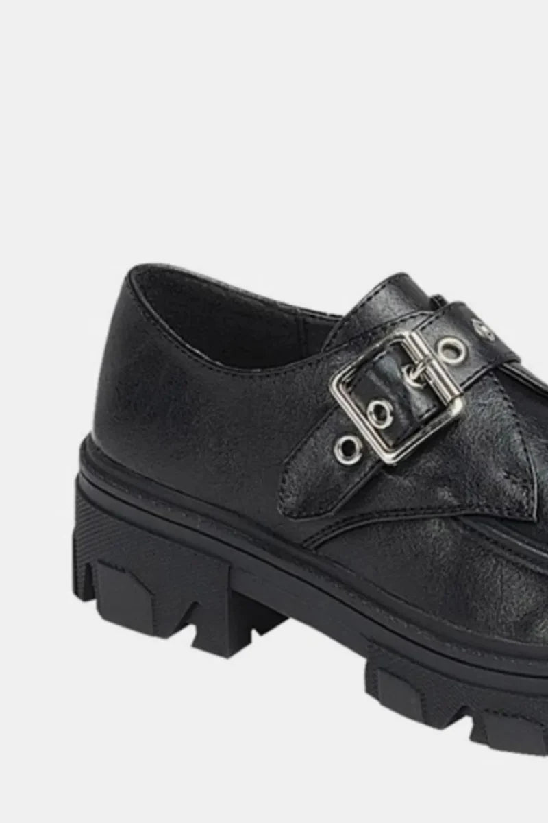 Buckled platform lug sole loafers for all-day comfort