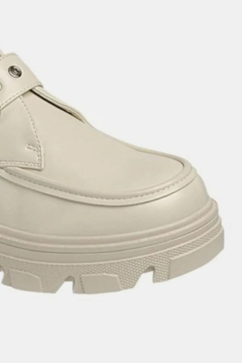 Buckled Platform Lug Sole Loafers - Chunky Heel Slip-On Women's Shoes