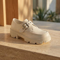Buckled Platform Lug Sole Loafers - Chunky Heel Slip-On Women's Shoes