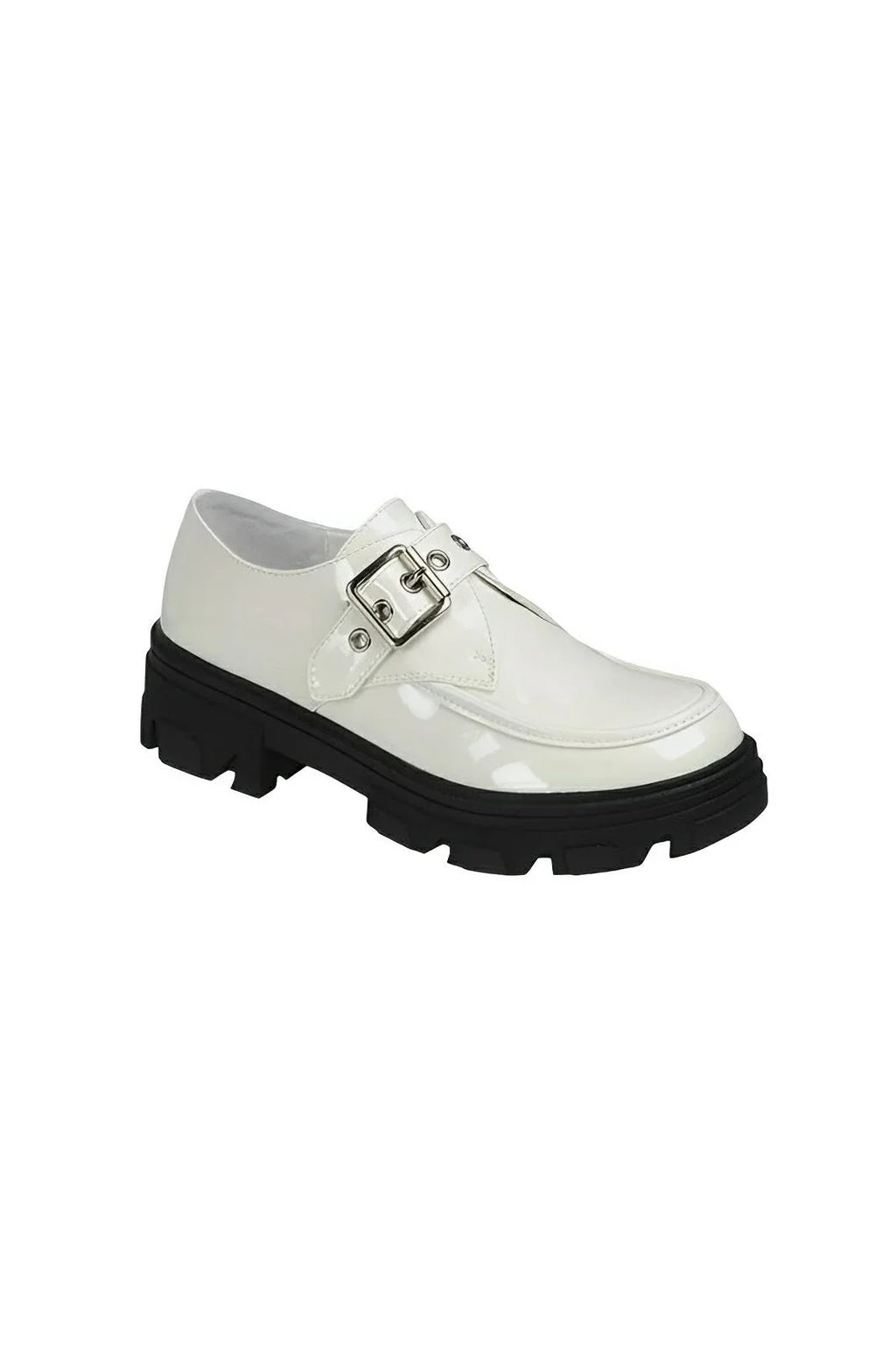 Buckled platform lug sole loafers
