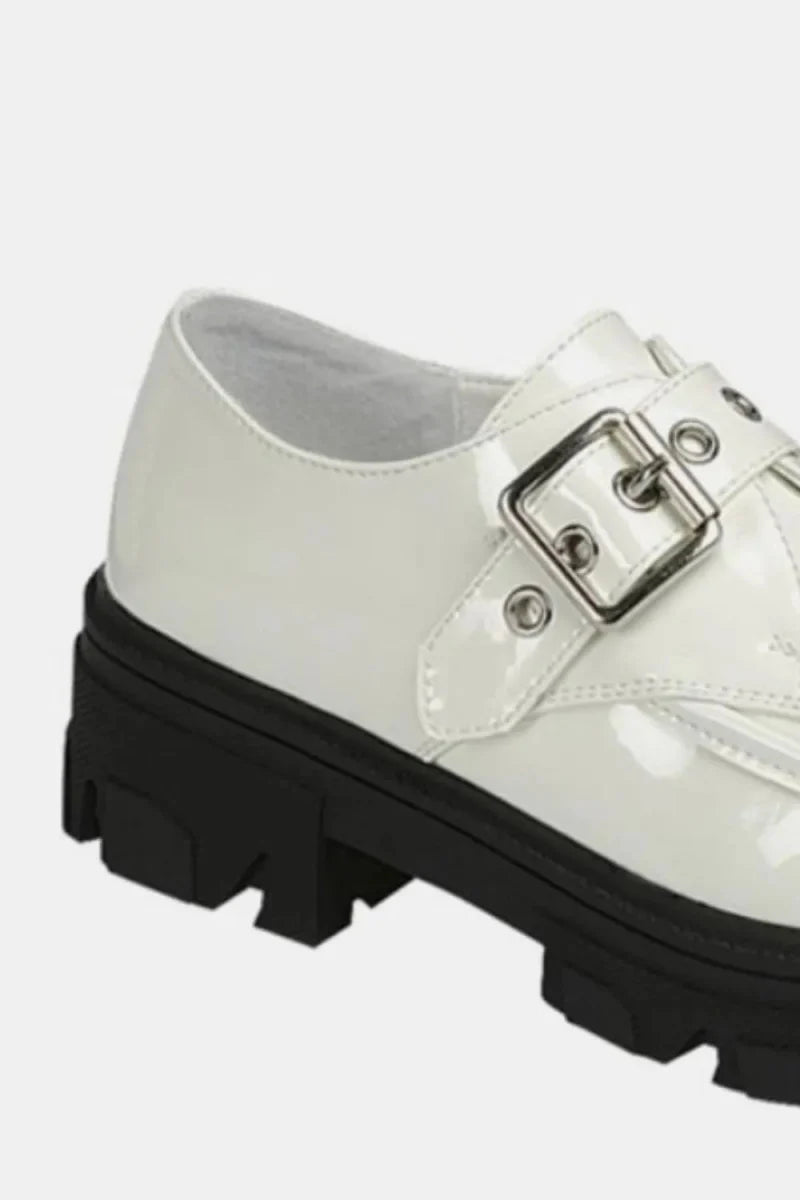 Buckled platform lug sole loafers