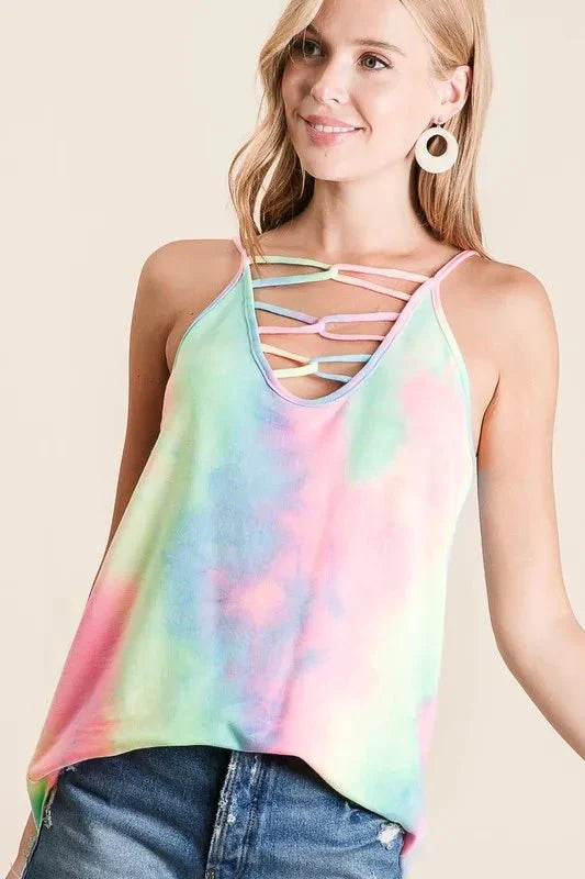 Caged Neck Terry Knit Camisole – Tie Dye Style