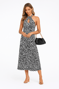 Leopard Halter Maxi Dress - Animal Print Sleeveless Sun-Ready Women's Summer