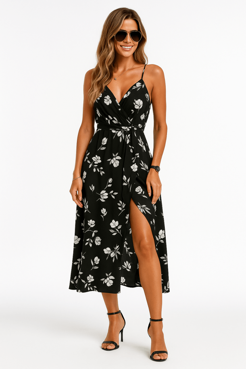 Dress wrap knot cami summer floral lightweight fit