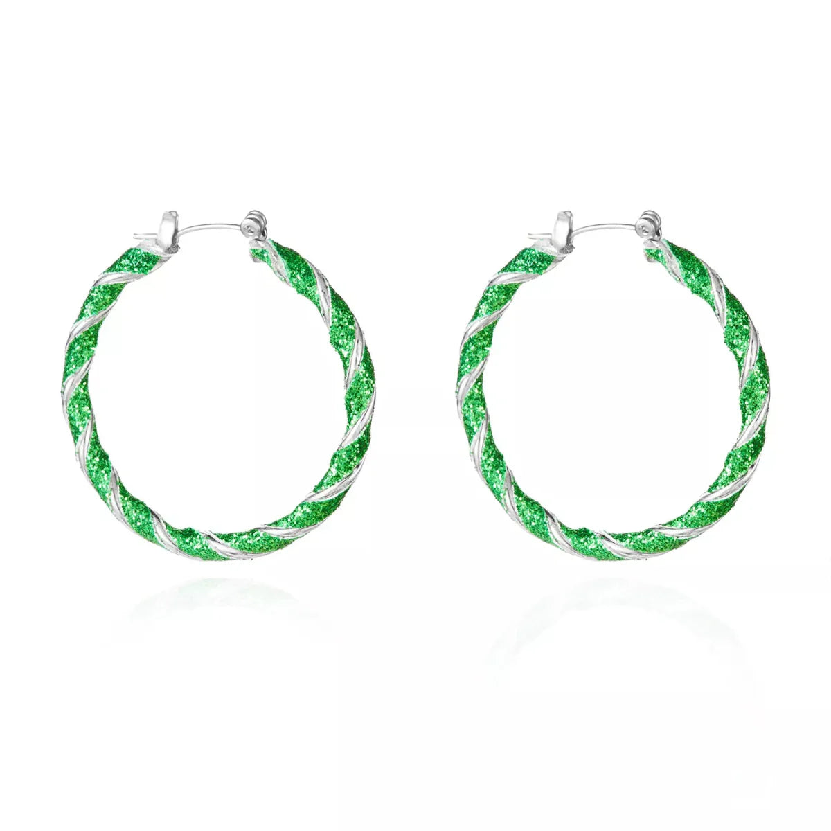 Earrings Christmas Red Twisted Alloy Holiday Hoop Pair