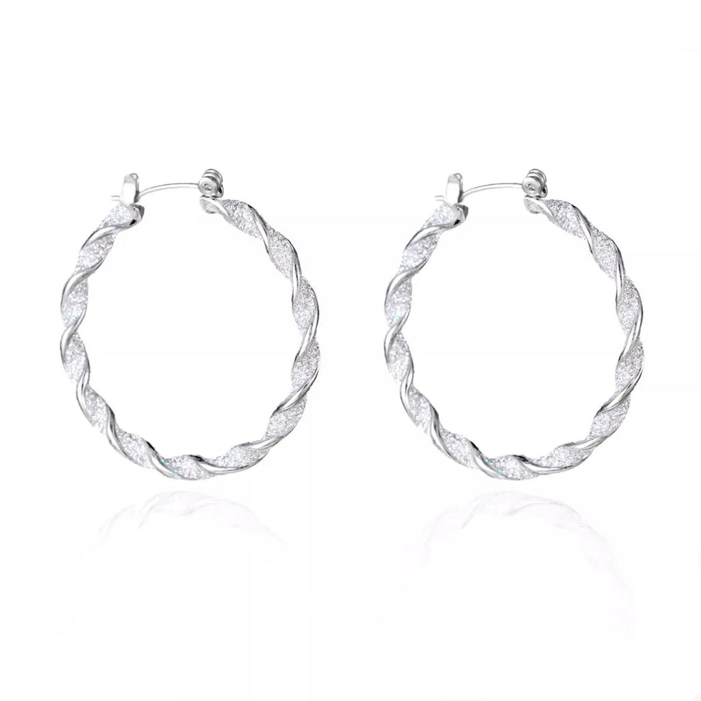 Earrings Christmas Red Twisted Alloy Holiday Hoop Pair