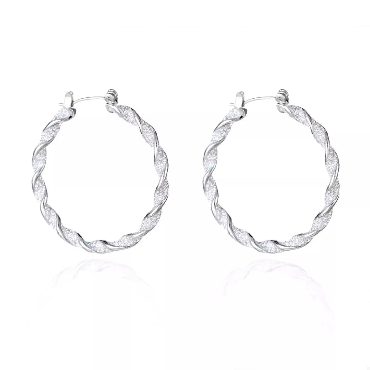 Earrings Christmas Red Twisted Alloy Holiday Hoop Pair