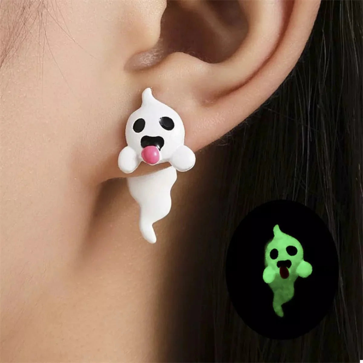 Earrings Halloween Ghost Pumpkin Dangle Gold-Plated Fall
