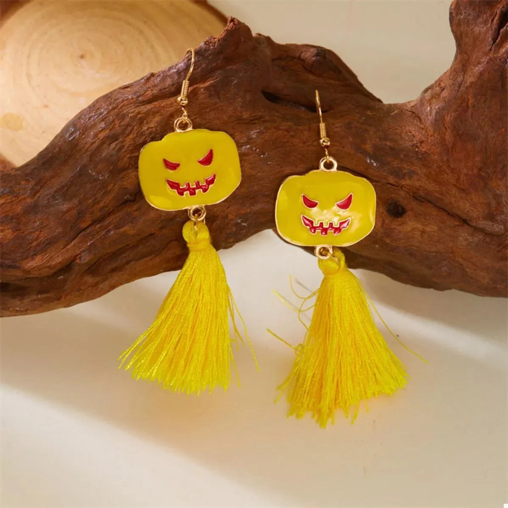 Earrings Halloween Ghost Pumpkin Dangle Gold-Plated Fall