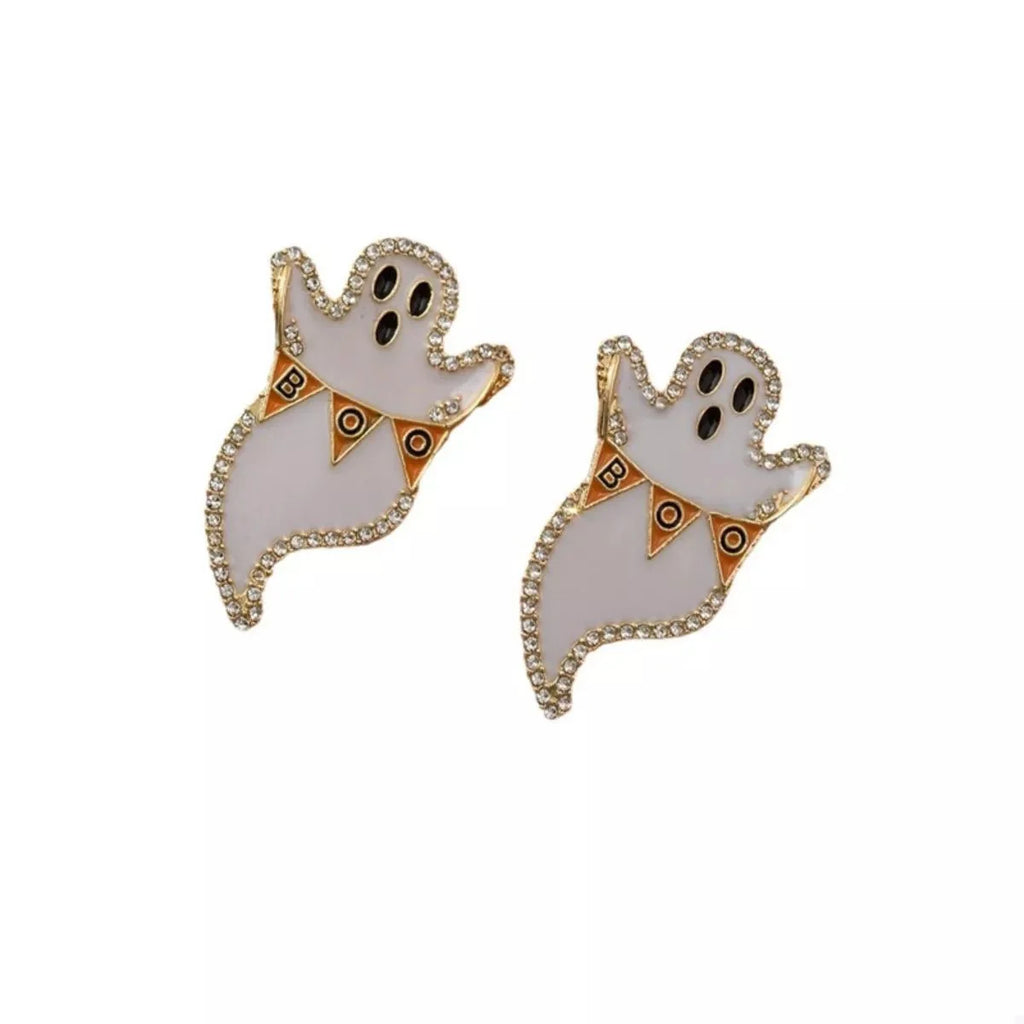 Earrings Halloween Ghost Pumpkin Dangle Gold-Plated Fall