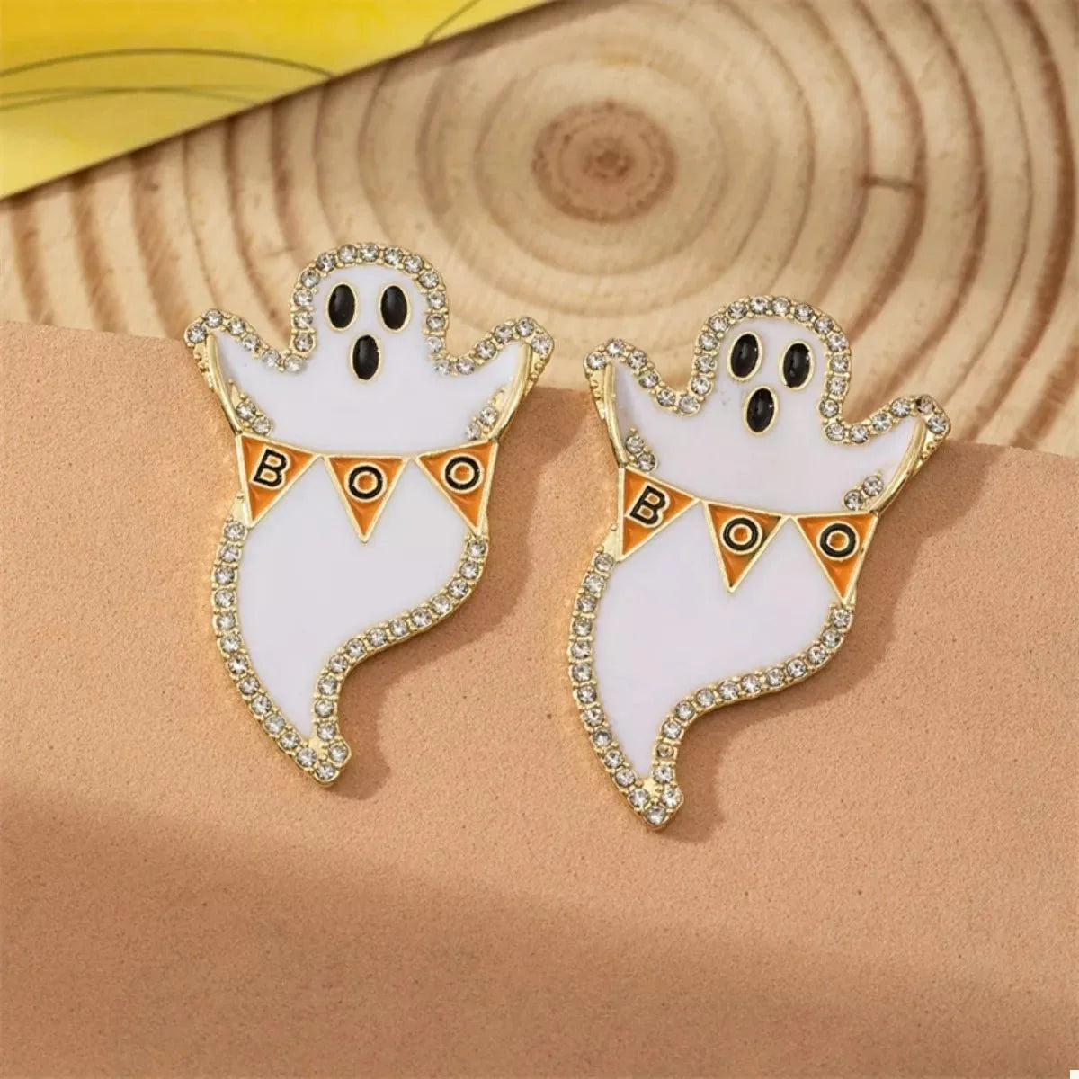 Earrings Halloween Ghost Pumpkin Dangle Gold-Plated Fall