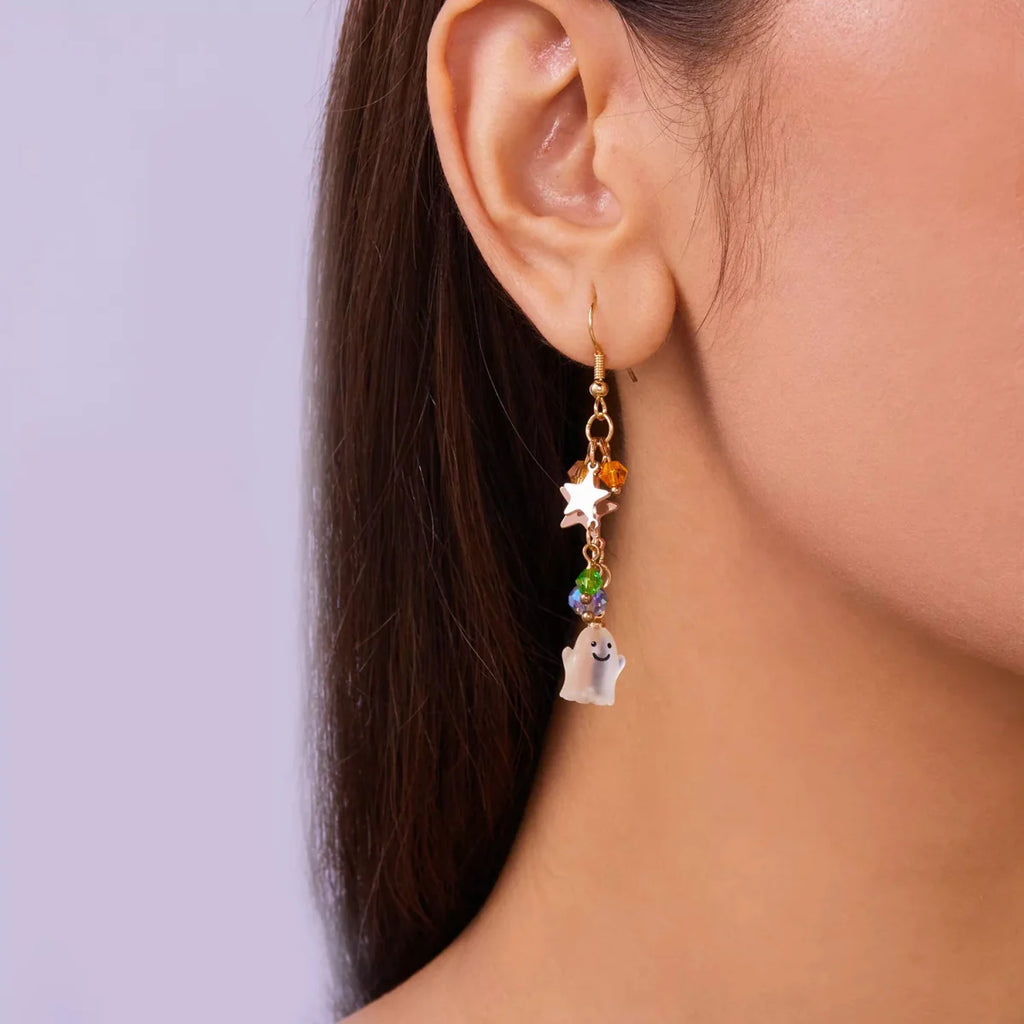 Earrings Halloween Pumpkin Ghost Asymmetrical Gold-Plated Fall