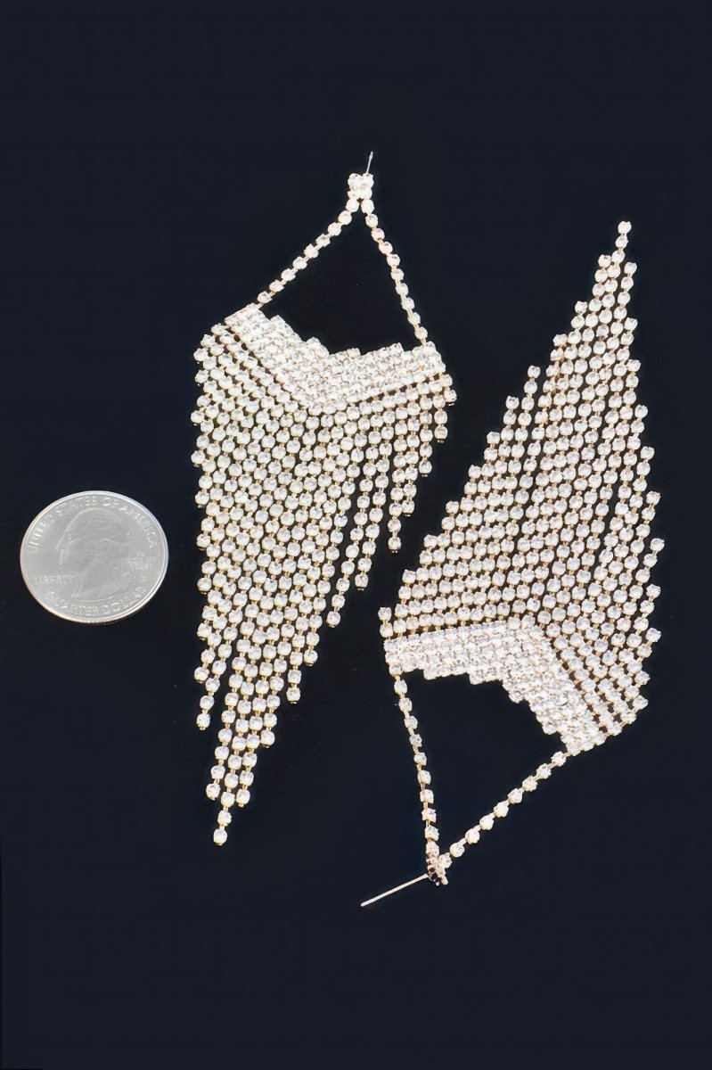 Earrings long rhinestone fringe formal vintage-inspired style