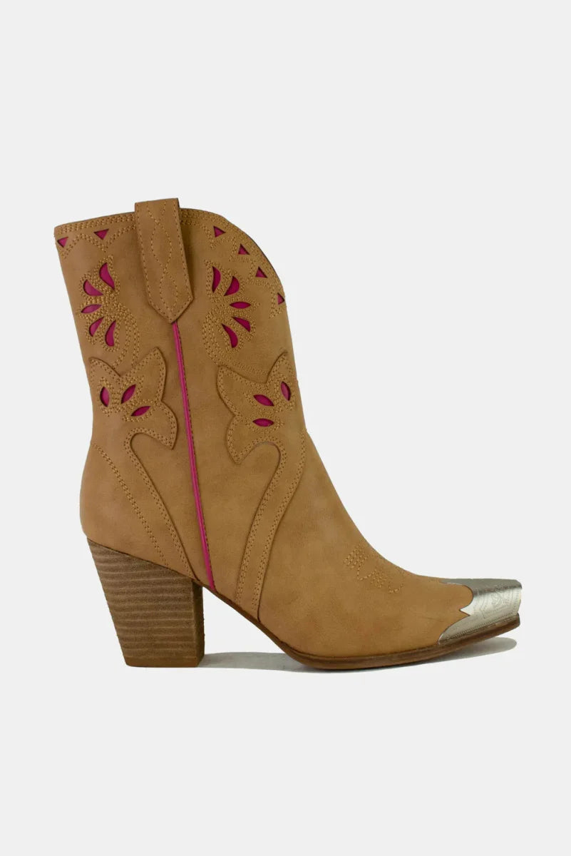 Heels Embroidered Cut-Out Western High Boots – 3” Heel