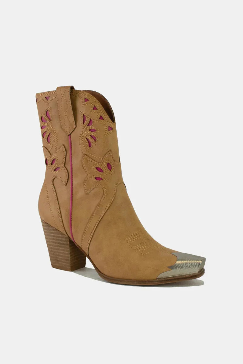 Heels Embroidered Cut-Out Western High Boots – 3” Heel