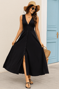 Midi Dress Full Size Slit V-Neck Sleeveless