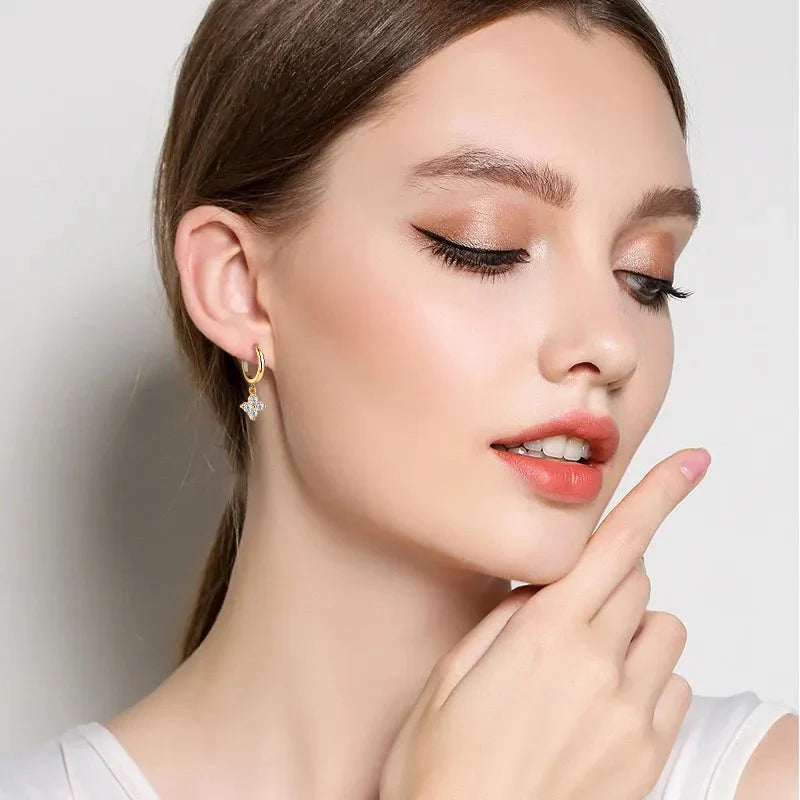 Earrings Gold-Plated Moissanite in Sterling Silver