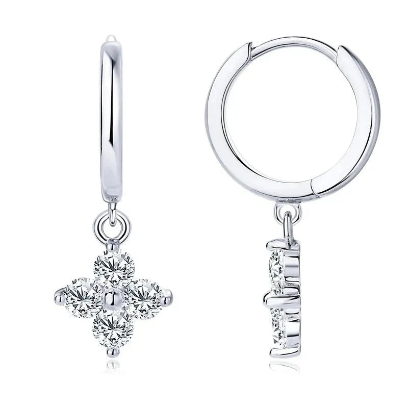 Earrings Gold-Plated Moissanite in Sterling Silver