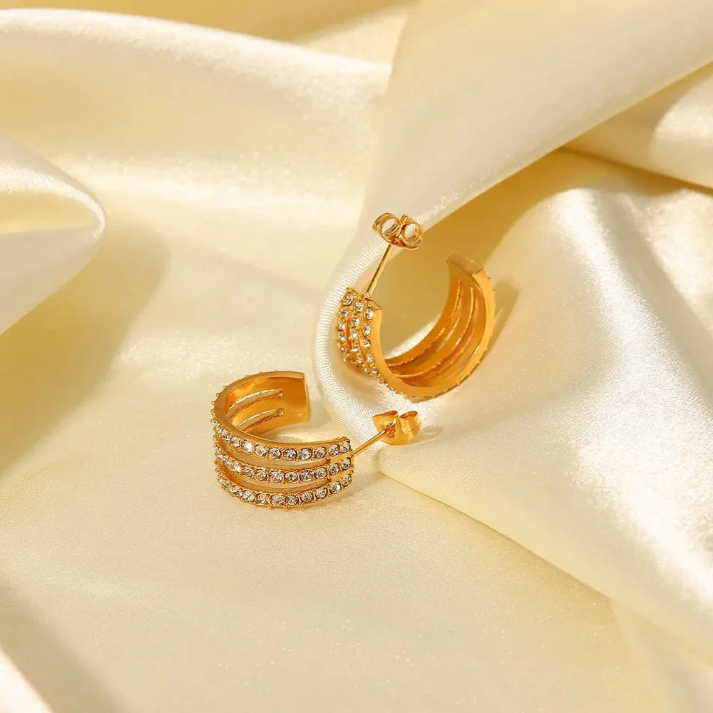 Earrings Gold-plated stainless steel spiral drop