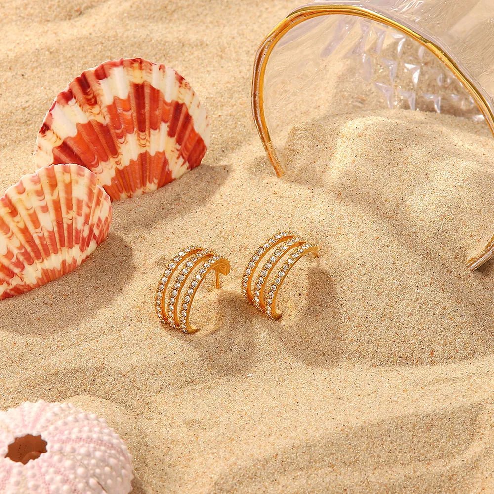 Earrings Gold-plated stainless steel spiral drop