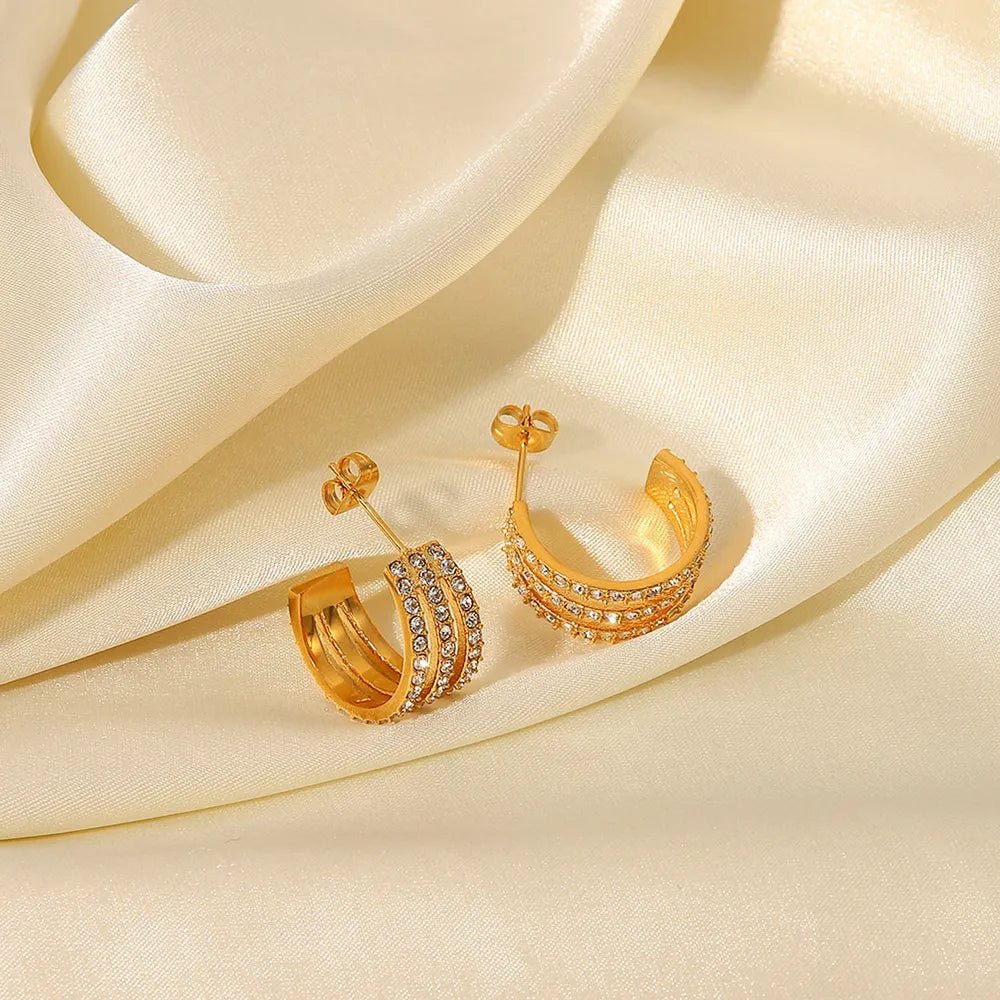 Earrings Gold-plated stainless steel spiral drop