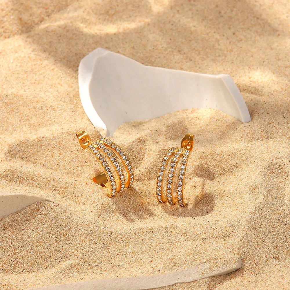 Earrings Gold-plated stainless steel spiral drop