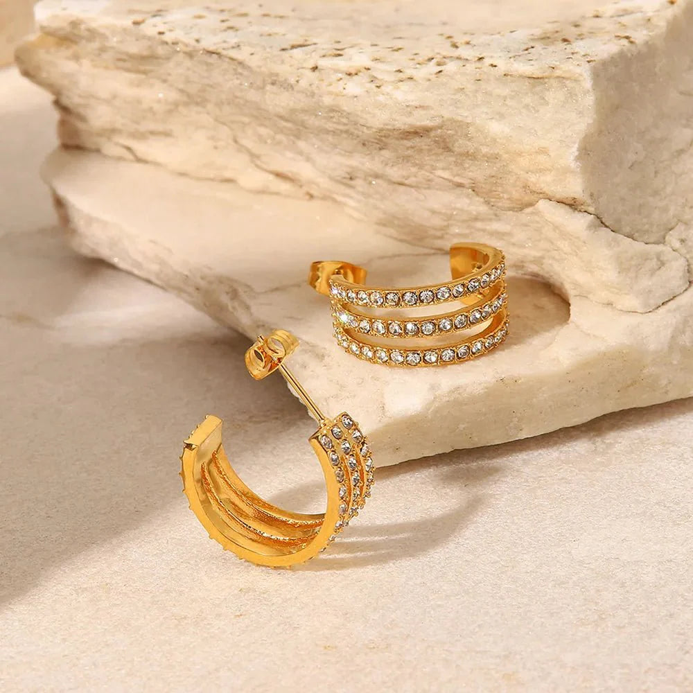 Earrings Gold-plated stainless steel spiral drop