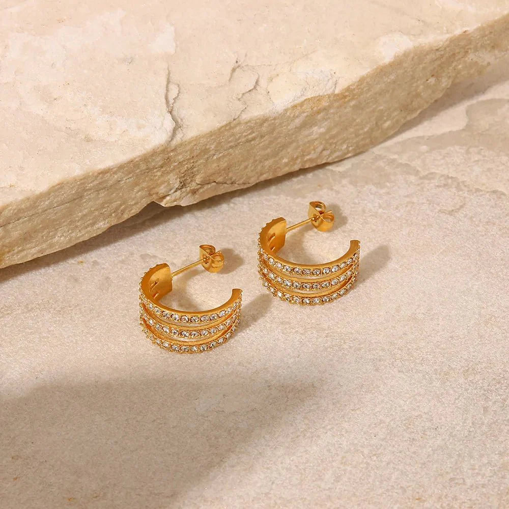 Earrings Gold-plated stainless steel spiral drop