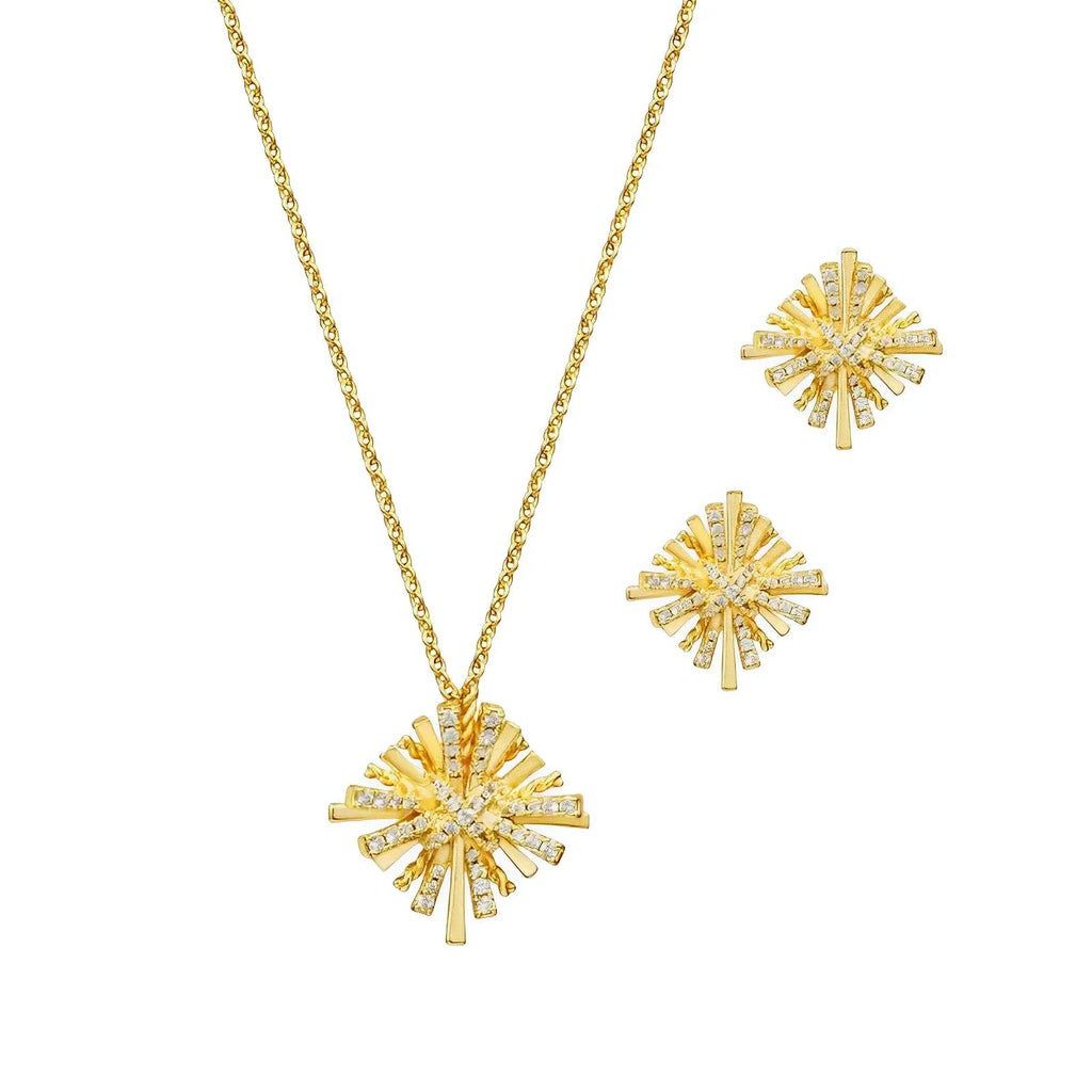 Necklace Gold-Plated Zircon Jewelry Set and Earrings