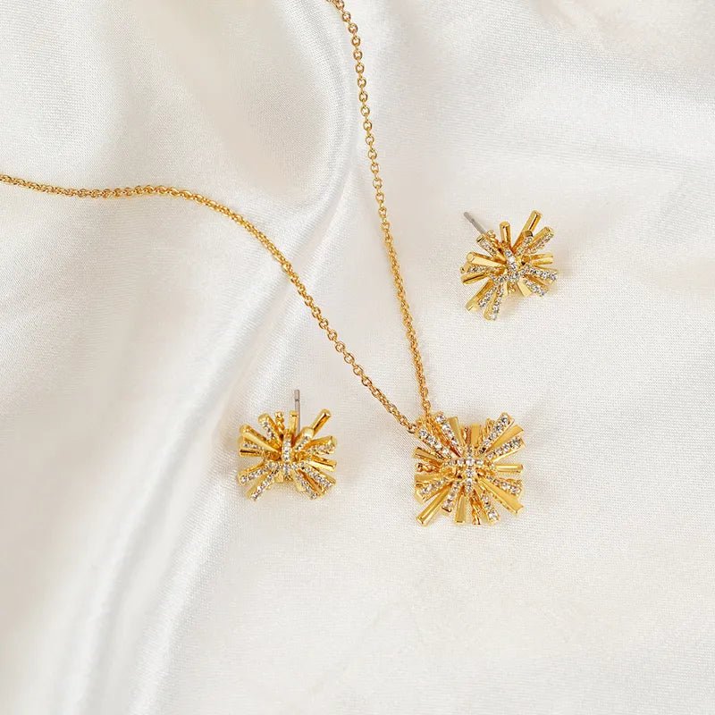 Necklace Gold-Plated Zircon Jewelry Set and Earrings