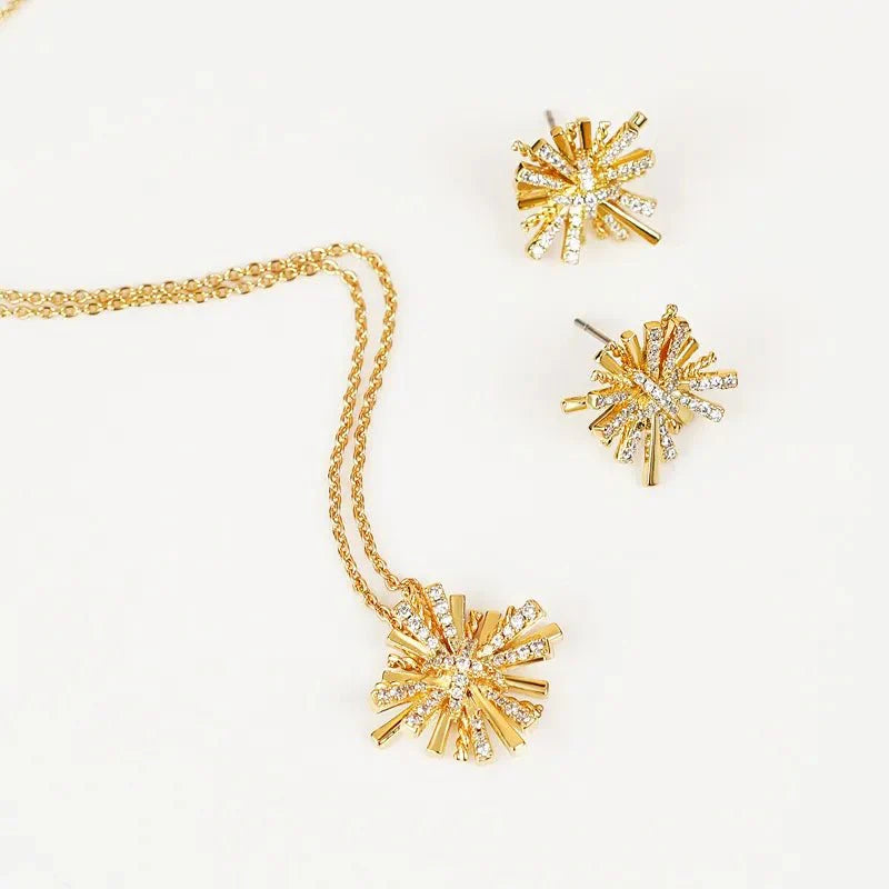 Necklace Gold-Plated Zircon Jewelry Set and Earrings