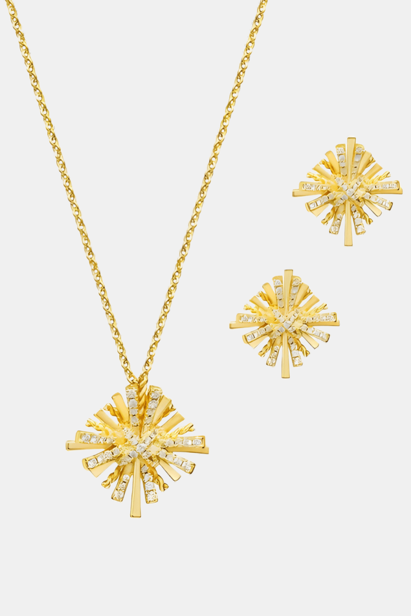 Necklace Gold-Plated Zircon Jewelry Set and Earrings