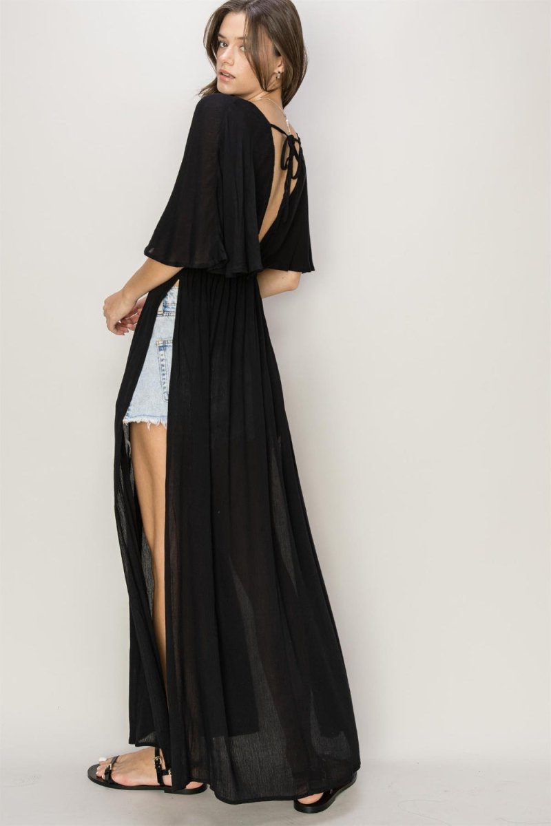 Dress HYFVE Tie Back Maxi Split Cover Up