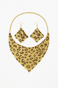 Necklace Jewelry Set Leopard Print Gold Plated Statement Earrings