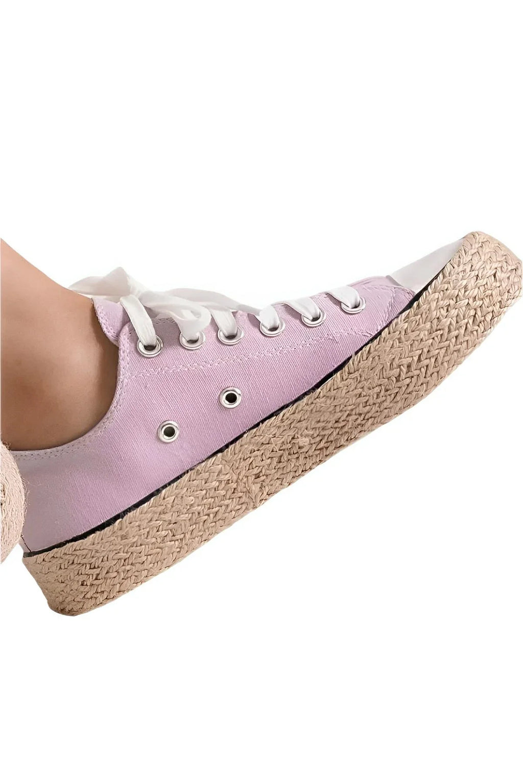 Sneakers Lace Up Espadrille Sole – Canvas Flat Jute Style