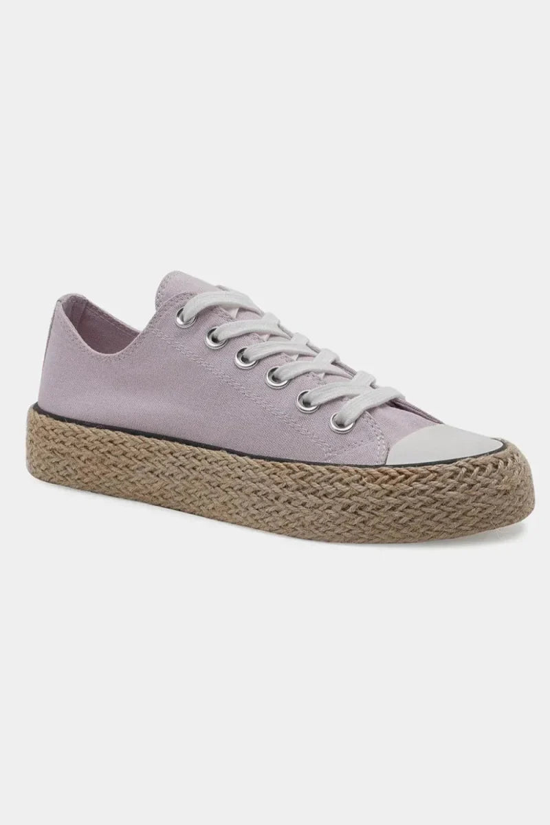 Sneakers Lace Up Espadrille Sole – Canvas Flat Jute Style