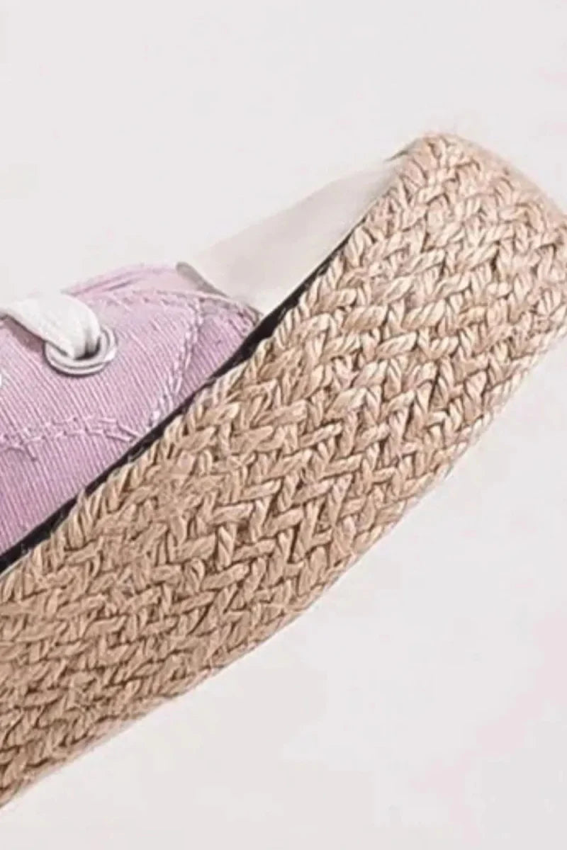 Sneakers Lace Up Espadrille Sole – Canvas Flat Jute Style