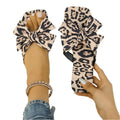 Leopard Bow Slip-On Flat Sandals - Animal Print Summer Women's Shoes