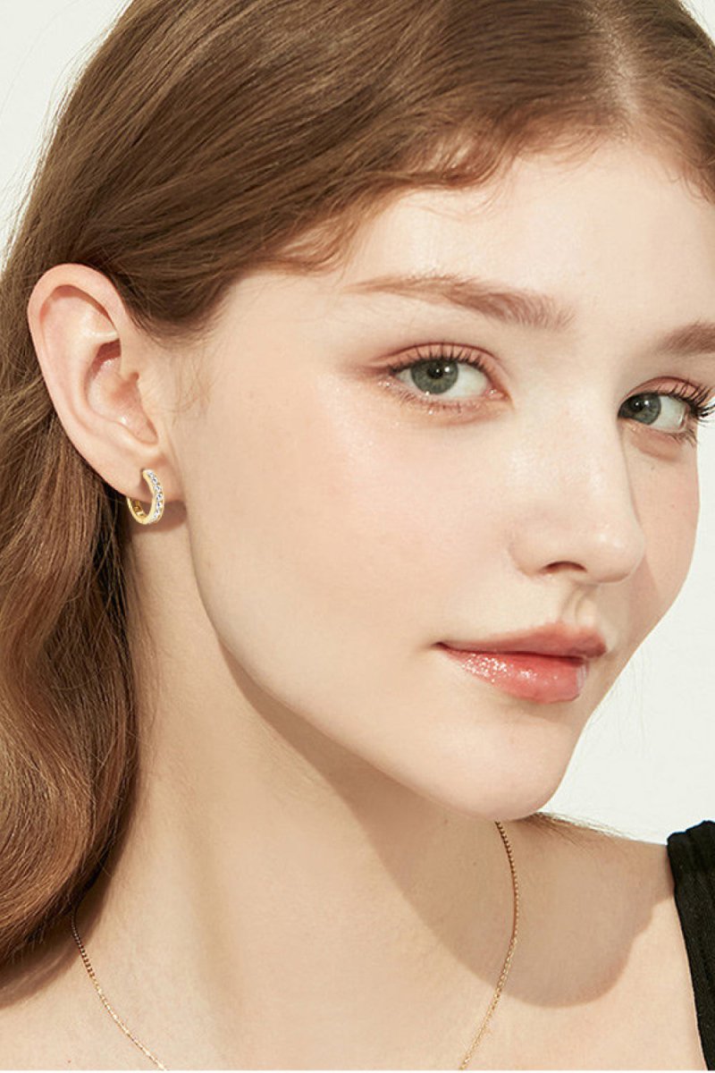 Earrings Moissanite 925 Sterling Silver Huggie
