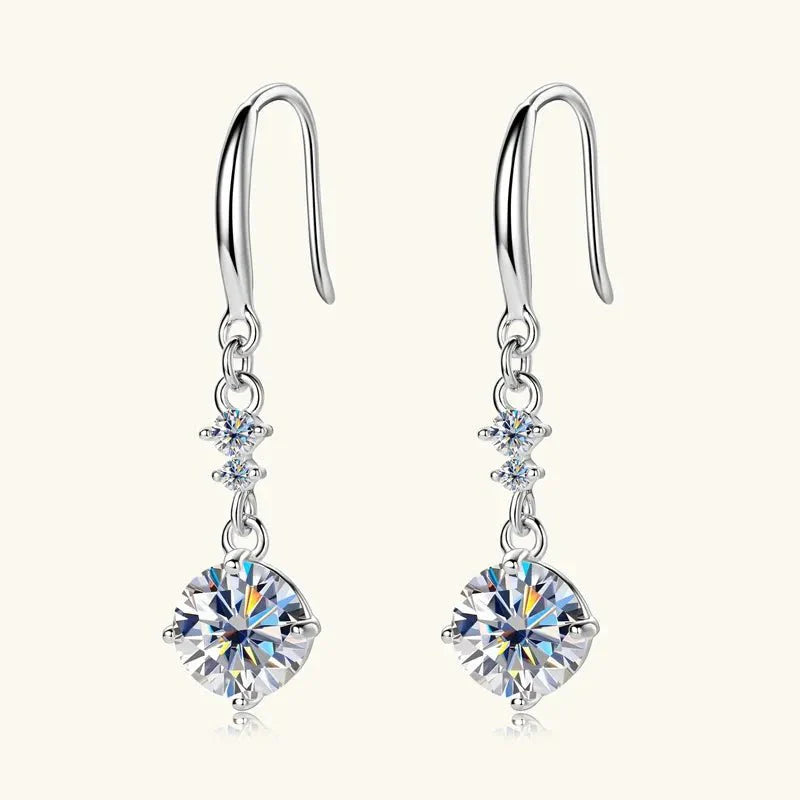 Earrings Moissanite in Gold-Plated Sterling Silver, 2 Carats